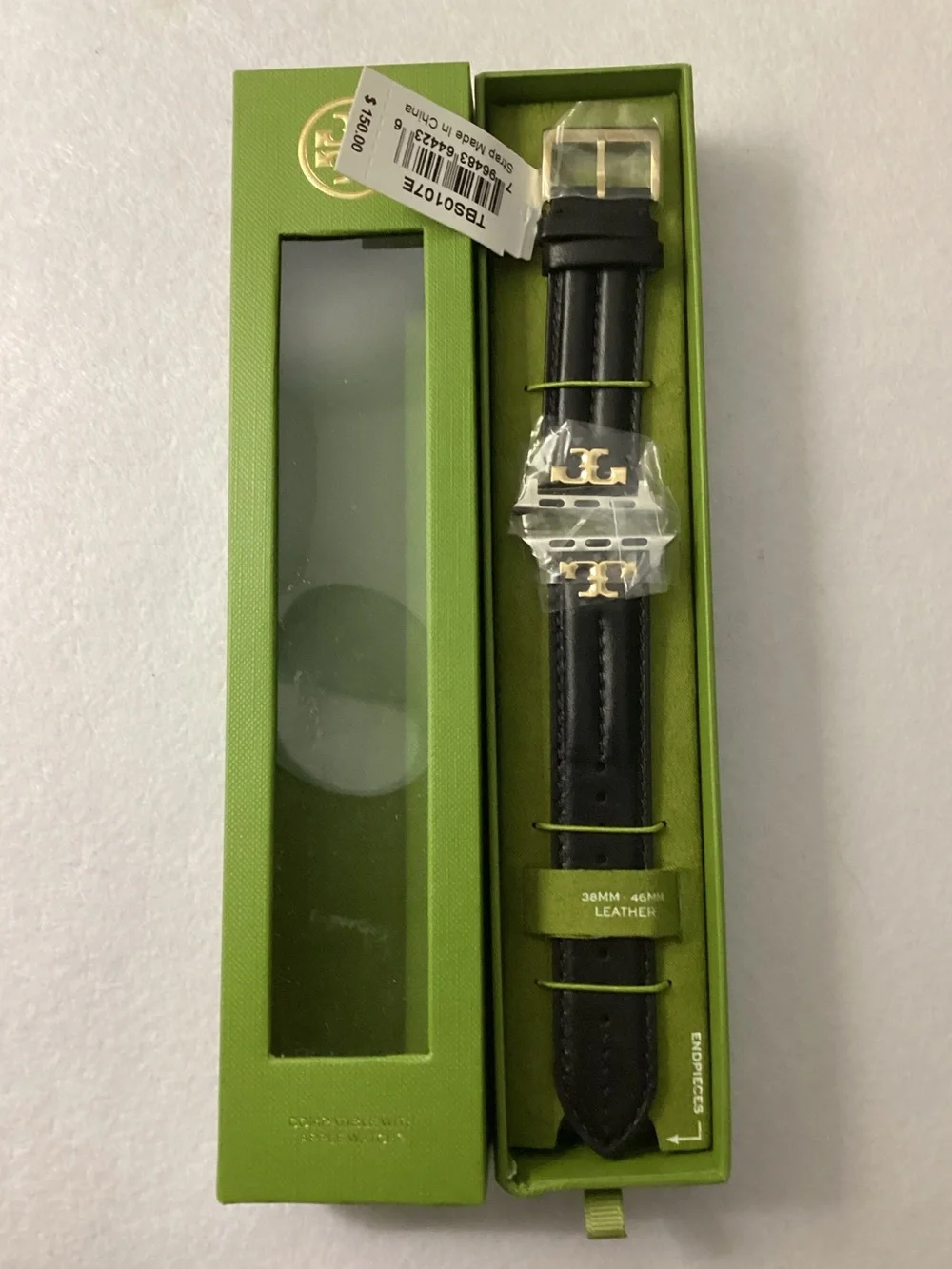 Tory Burch The Kira Black Leather Strap For Apple Watch® 38mm-46mm
